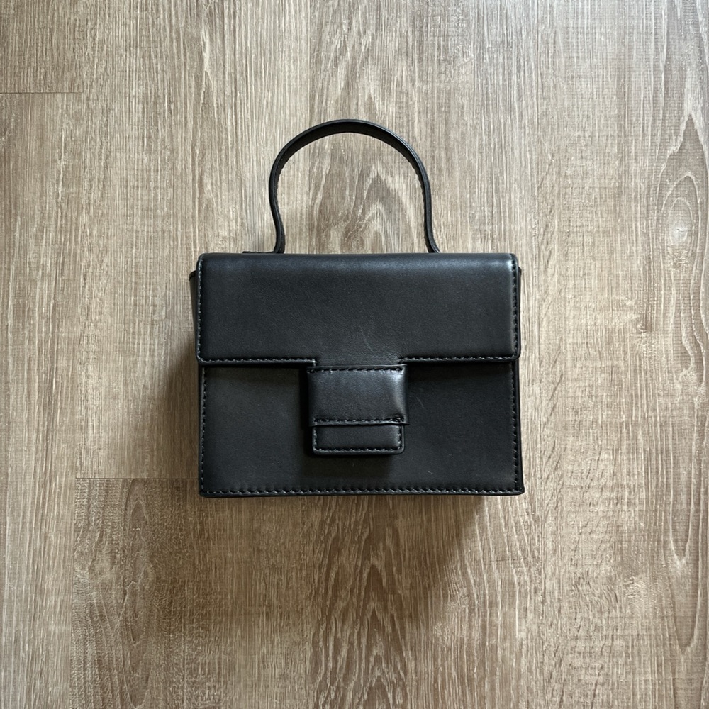 Steven Alan Meryl Cow Leather Crossbody Camera Box Bag Purse In Black
